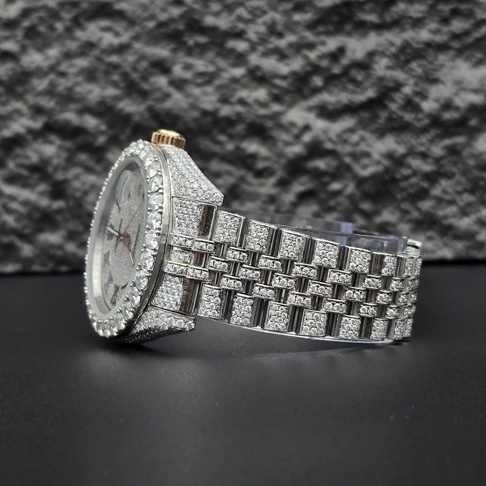 Roman Numeric Elegant Automatic Moissanite Wrist Watch