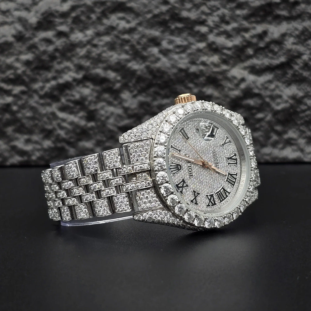 Roman Numeric Elegant Automatic Moissanite Wrist Watch