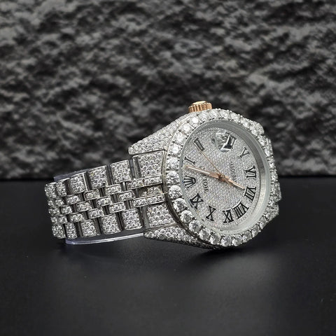 Roman Numeric Elegant Automatic Moissanite Wrist Watch