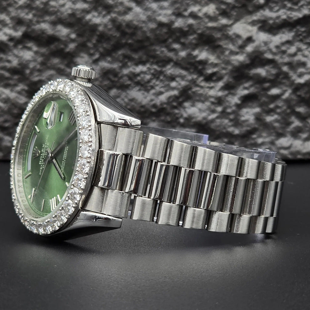 Green Color Moissanite Diamond Classic Watch
