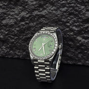Green Color Moissanite Diamond Classic Watch