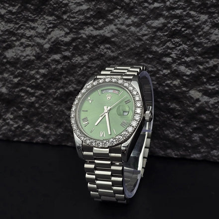 Green Color Moissanite Diamond Classic Watch