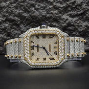 Dashing Two Color Completely Moissanite Diamond Watch