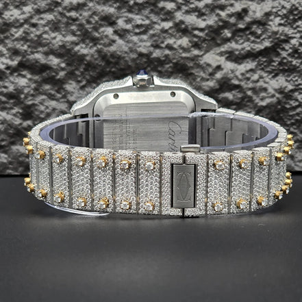 Dashing Two Color Completely Moissanite Diamond Watch