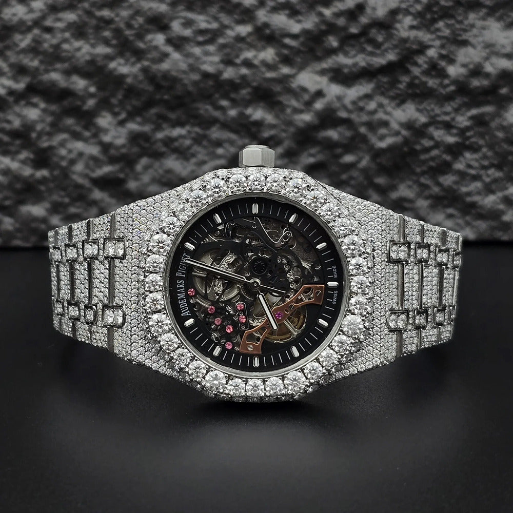 Luxury Iced Out Moissanite Automatic Watch