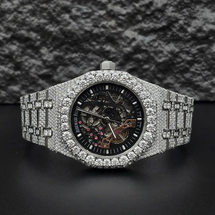 Luxury Iced Out Moissanite Automatic Watch