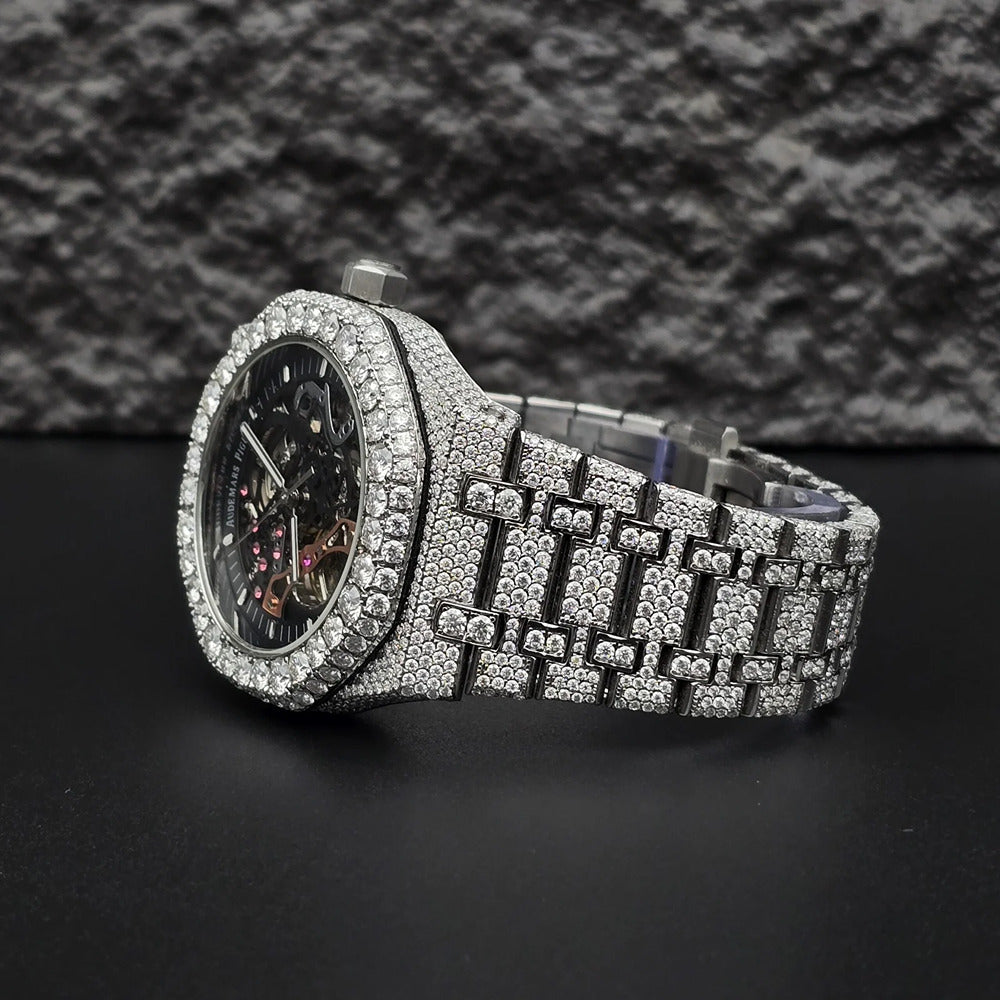 Luxury Iced Out Moissanite Automatic Watch