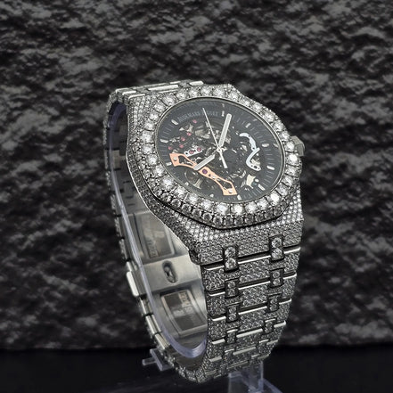 Luxury Iced Out Moissanite Automatic Watch