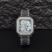 Dual Tone Skeleton Luxurious Moissanite Diamond Wrist Watch