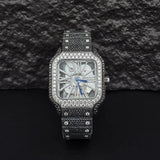 Dual Tone Skeleton Luxurious Moissanite Diamond Wrist Watch