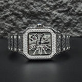 Dual Tone Skeleton Luxurious Moissanite Diamond Wrist Watch