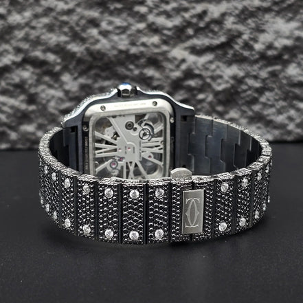 Dual Tone Skeleton Luxurious Moissanite Diamond Wrist Watch