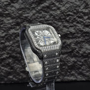 Dual Tone Skeleton Luxurious Moissanite Diamond Wrist Watch