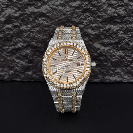 Black Stick Dial Dual Tone Stylish Watch
