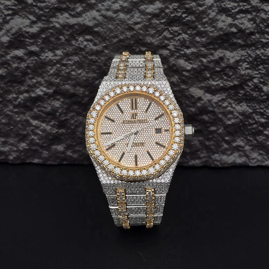 Black Stick Dial Dual Tone Stylish Watch