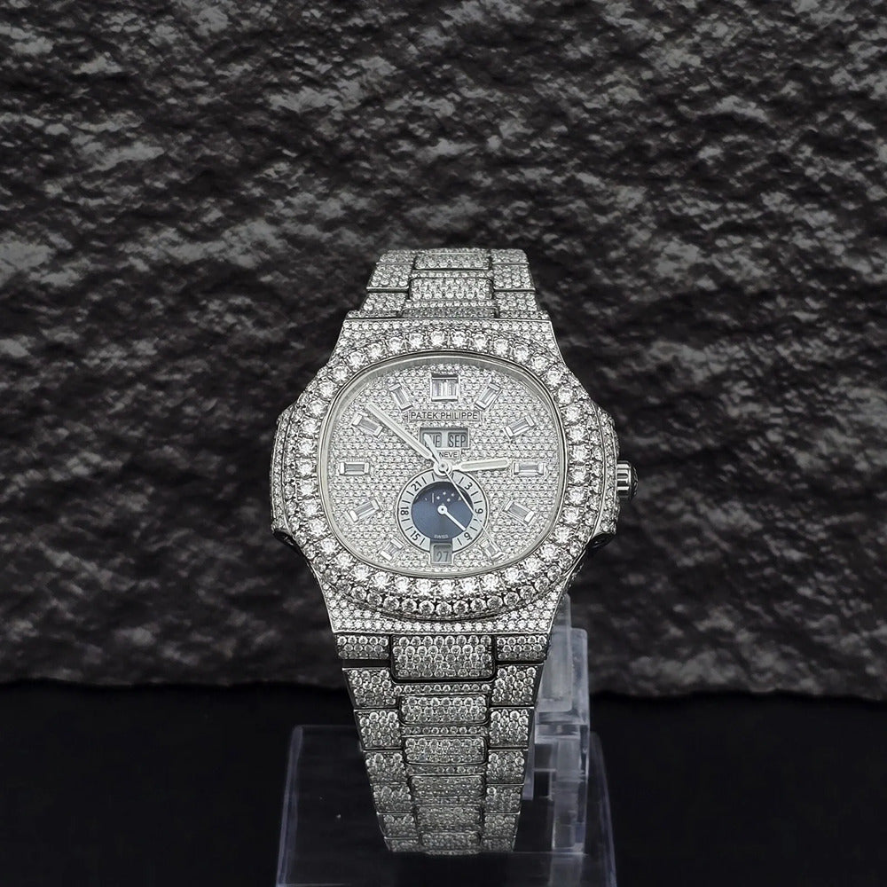 Elegant Look Fully Iced Out Moissanite Hip Hop Watch