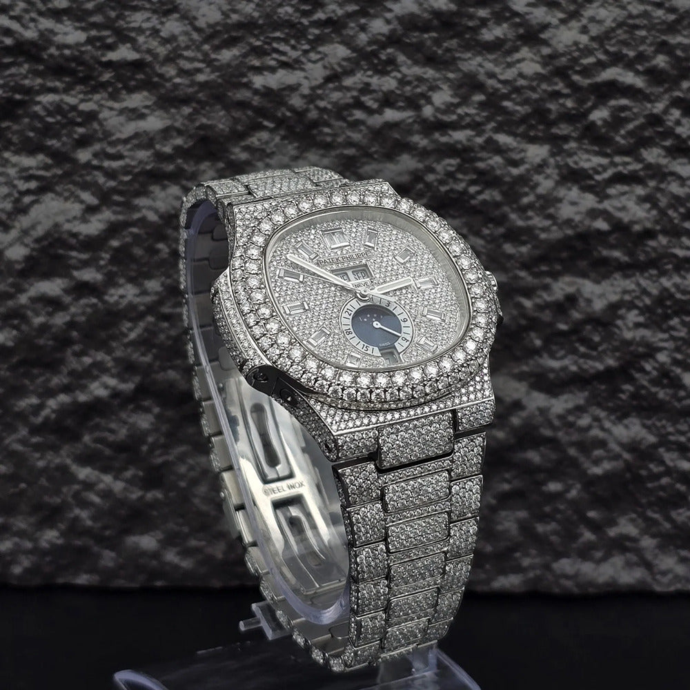 Elegant Look Fully Iced Out Moissanite Hip Hop Watch