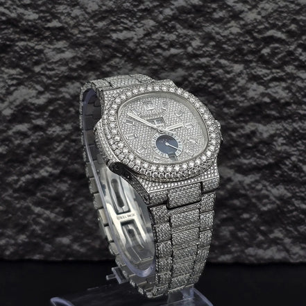 Elegant Look Fully Iced Out Moissanite Hip Hop Watch