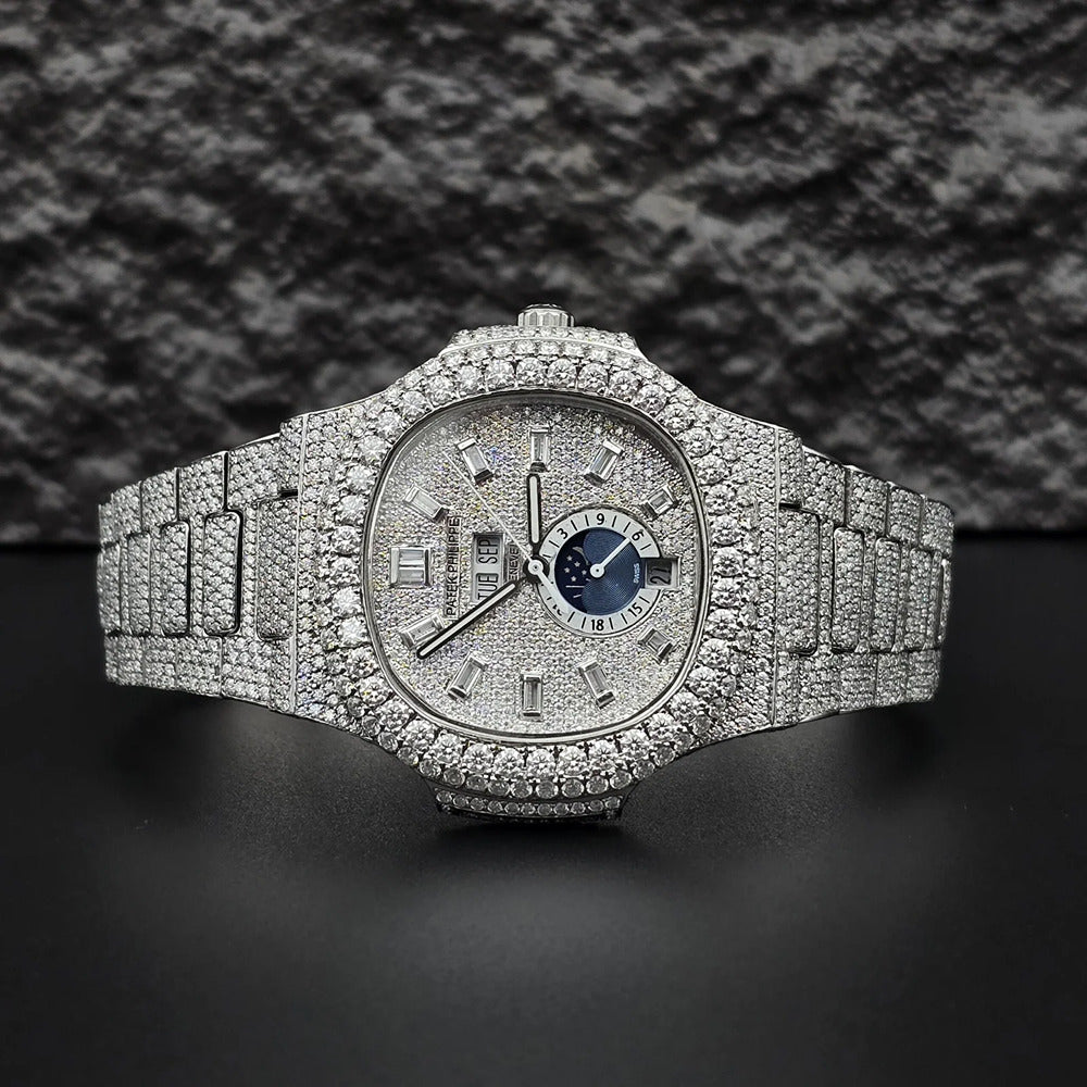 Elegant Look Fully Iced Out Moissanite Hip Hop Watch