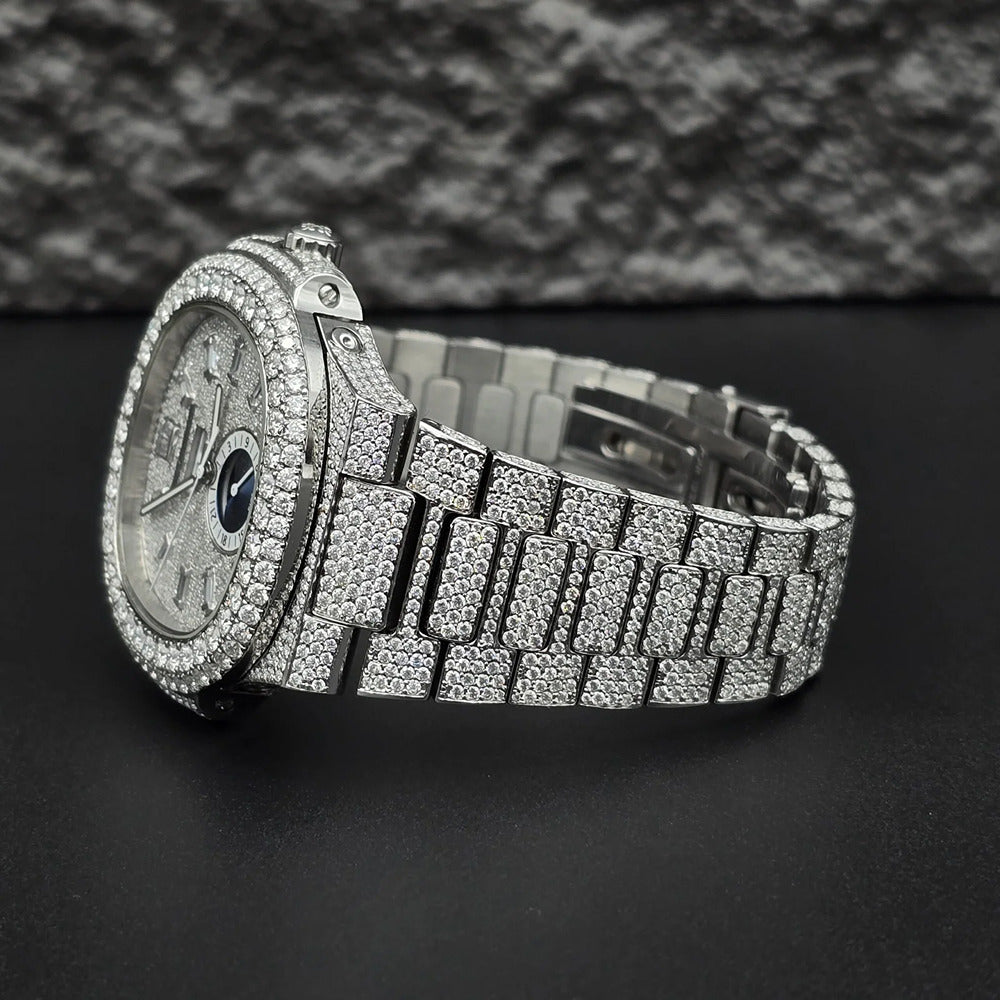 Elegant Look Fully Iced Out Moissanite Hip Hop Watch