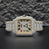 Rainbow Roman Numeral Moissanite Fancy Watch For Men's