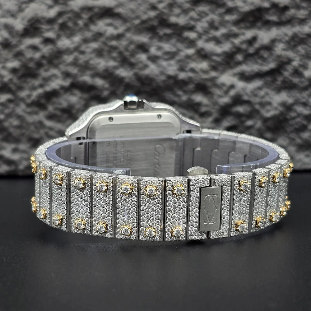 Rainbow Roman Numeral Moissanite Fancy Watch For Men's