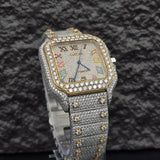 Rainbow Roman Numeral Moissanite Fancy Watch For Men's