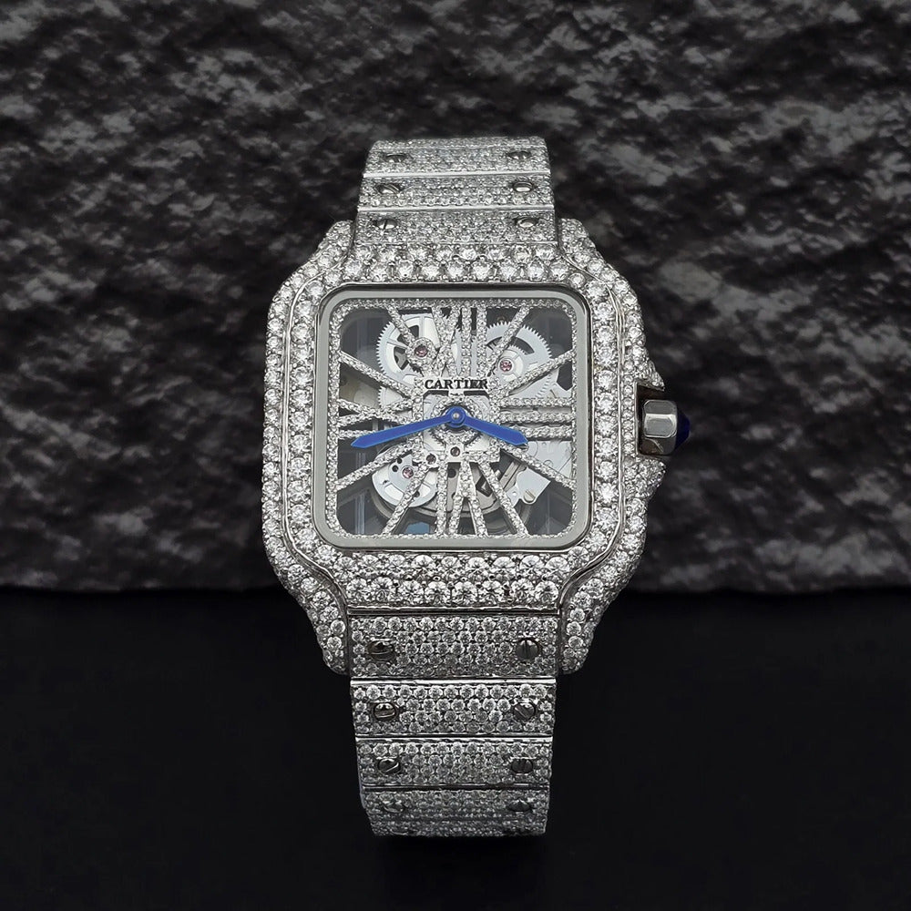 Skeleton Iced Out Moissanite Classic Wrist Watch