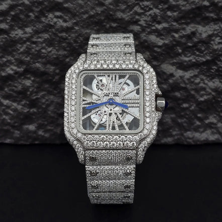 Skeleton Iced Out Moissanite Classic Wrist Watch