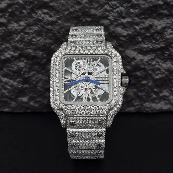 Skeleton Iced Out Moissanite Classic Wrist Watch