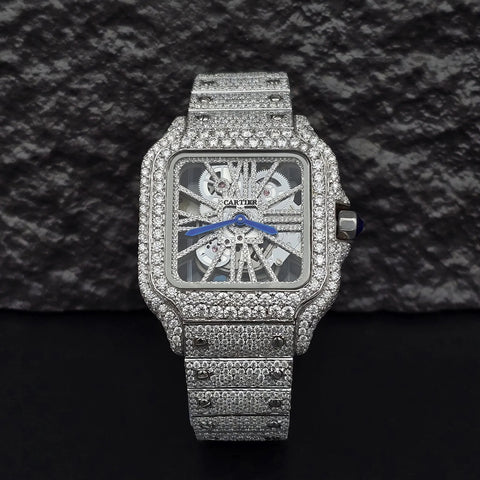 Skeleton Iced Out Moissanite Classic Wrist Watch