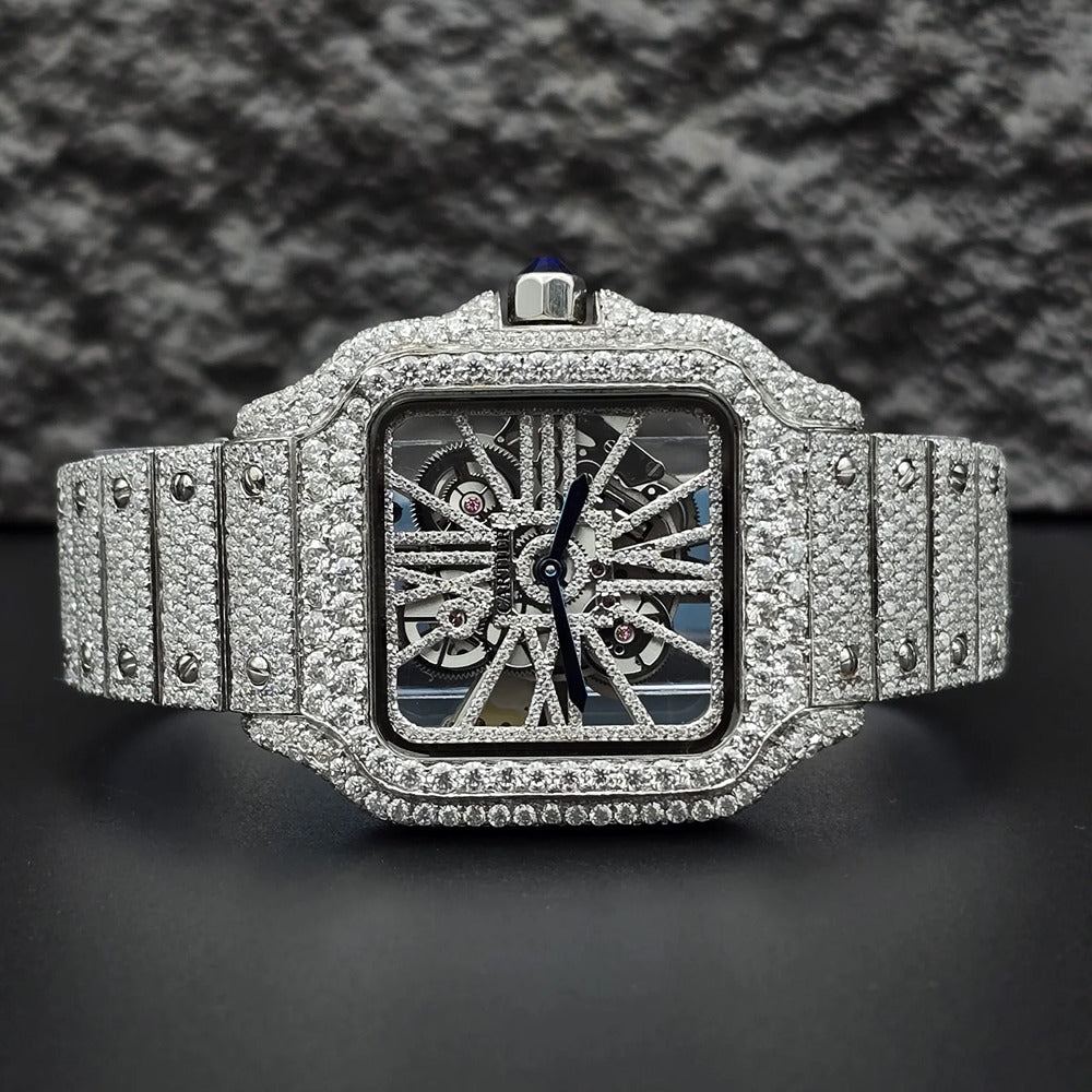 Skeleton Iced Out Moissanite Classic Wrist Watch