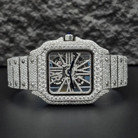 Skeleton Iced Out Moissanite Classic Wrist Watch
