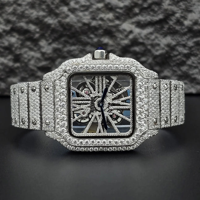 Skeleton Iced Out Moissanite Classic Wrist Watch