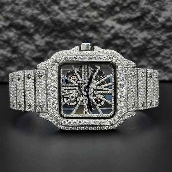 Skeleton Iced Out Moissanite Classic Wrist Watch
