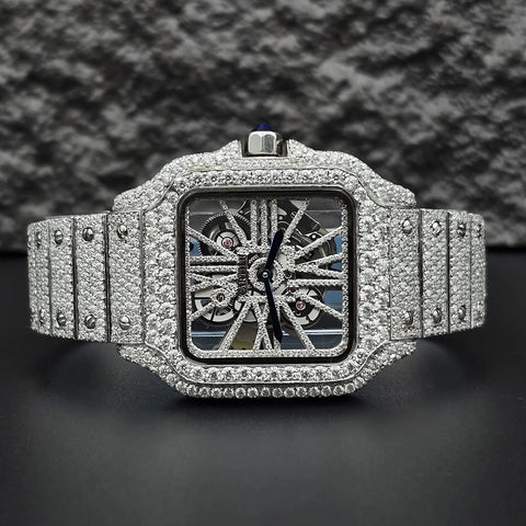 Skeleton Iced Out Moissanite Classic Wrist Watch