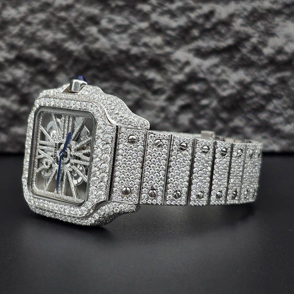 Skeleton Iced Out Moissanite Classic Wrist Watch