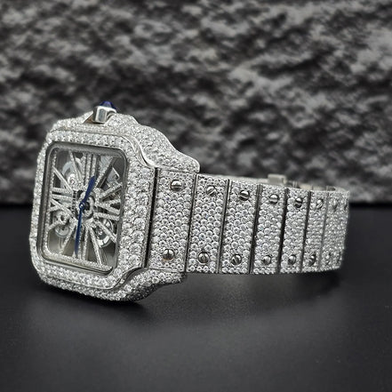Skeleton Iced Out Moissanite Classic Wrist Watch