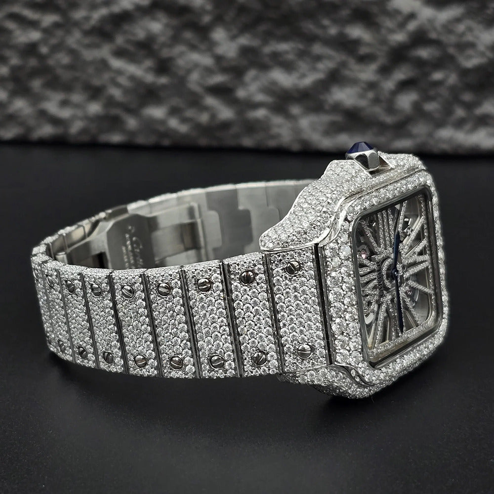 Skeleton Iced Out Moissanite Classic Wrist Watch
