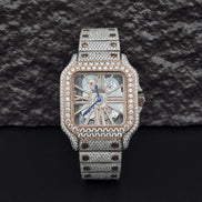 Dual Tone Skeleton Fancy Hip Hop Moissanite Watch