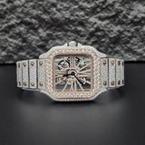 Dual Tone Skeleton Fancy Hip Hop Moissanite Watch