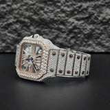 Dual Tone Skeleton Fancy Hip Hop Moissanite Watch