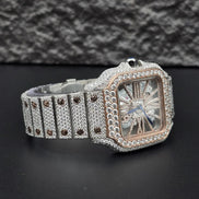Dual Tone Skeleton Fancy Hip Hop Moissanite Watch