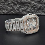 Dual Tone Skeleton Fancy Hip Hop Moissanite Watch