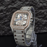 Dual Tone Skeleton Fancy Hip Hop Moissanite Watch