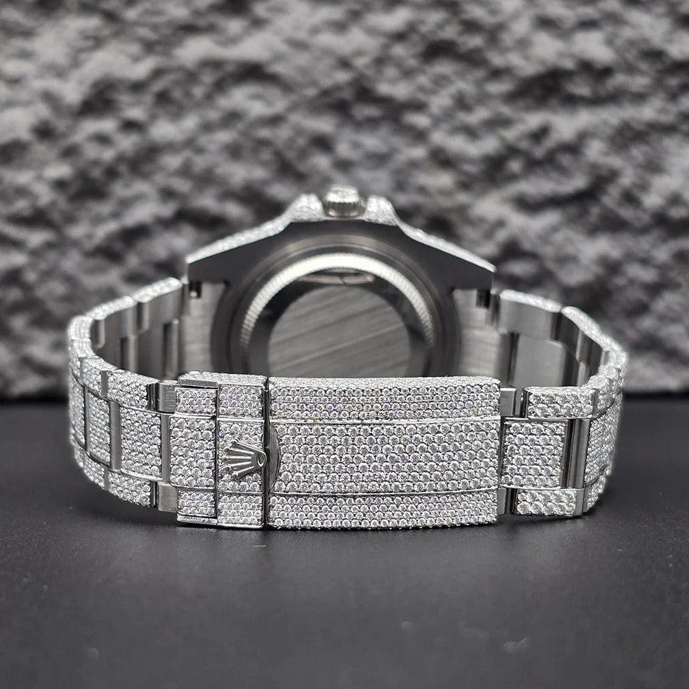 Iced Out Moissanite Rainbow Stick Rapper Style Watch