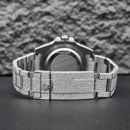 Iced Out Moissanite Rainbow Stick Rapper Style Watch
