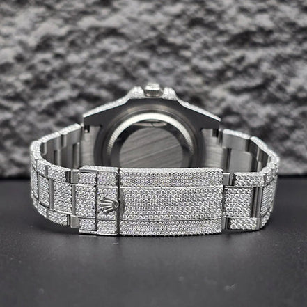 Rainbow Numerical Iced Out Moissanite Wrist Watch For Him