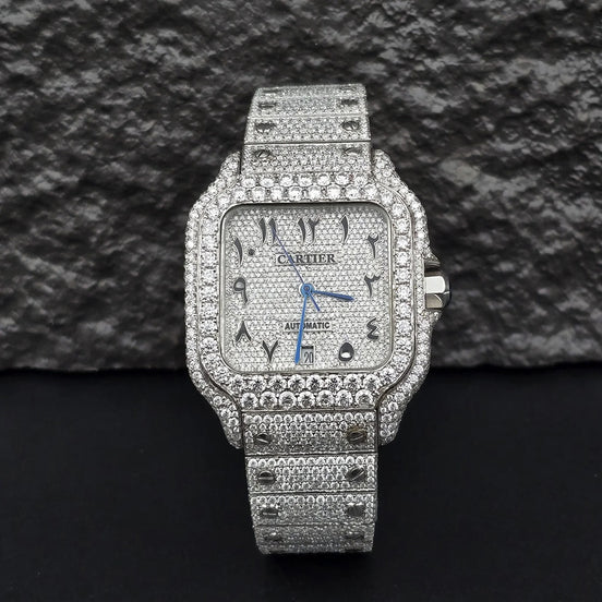 Arabic Number Iced Out Moissanite Luxury Men's Watch