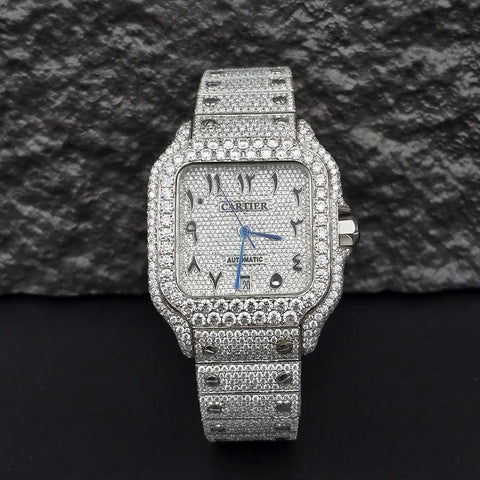 Arabic Number Iced Out Moissanite Luxury Men's Watch